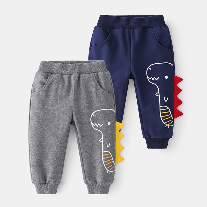 Physical Education Class Kid Monster Cartoon Cute Monochrome Pants Rubber Band Belt Trendy Fashion Pants Boys Sports Pants