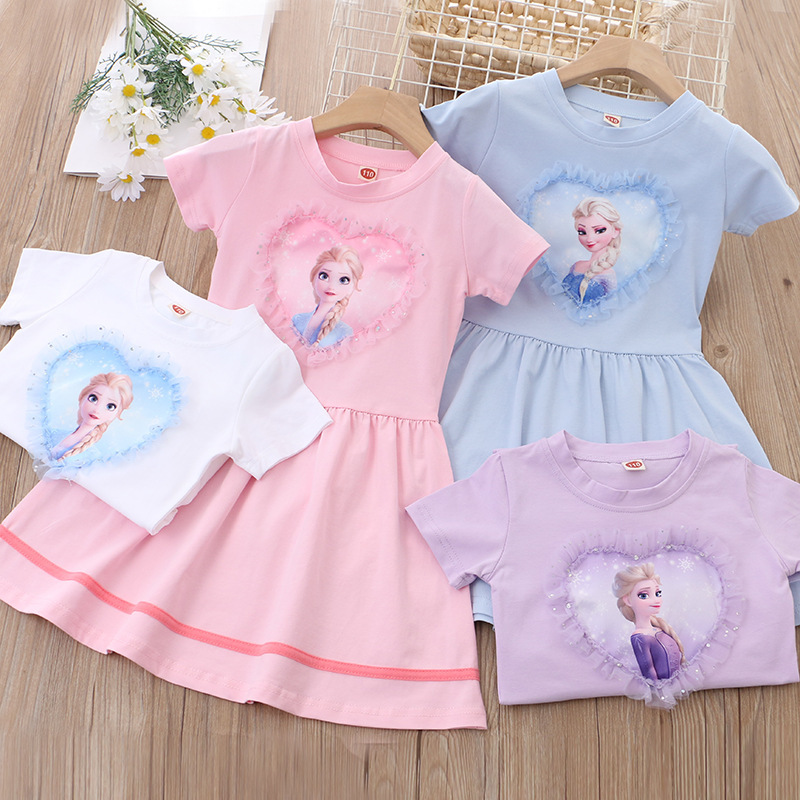 Children's clothing summer new Korean style girls' dress cartoon princess short-sleeved skirt