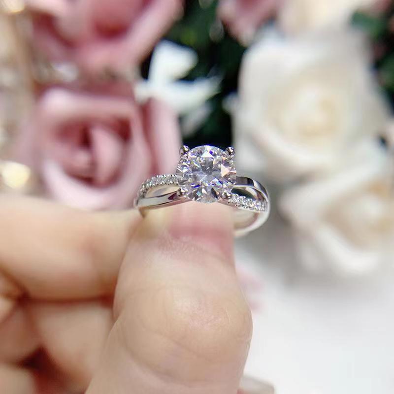 Light luxury fashionable anti-authentic diamond ring for women Korean version ins trend versatile simple couple ring Chinese Valentine's Day gift
