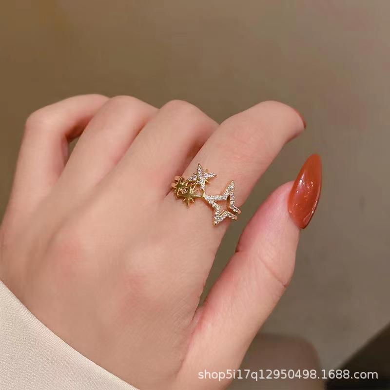 Summer new star ring small fresh personalized design open adjustable star five-pointed star ring ring