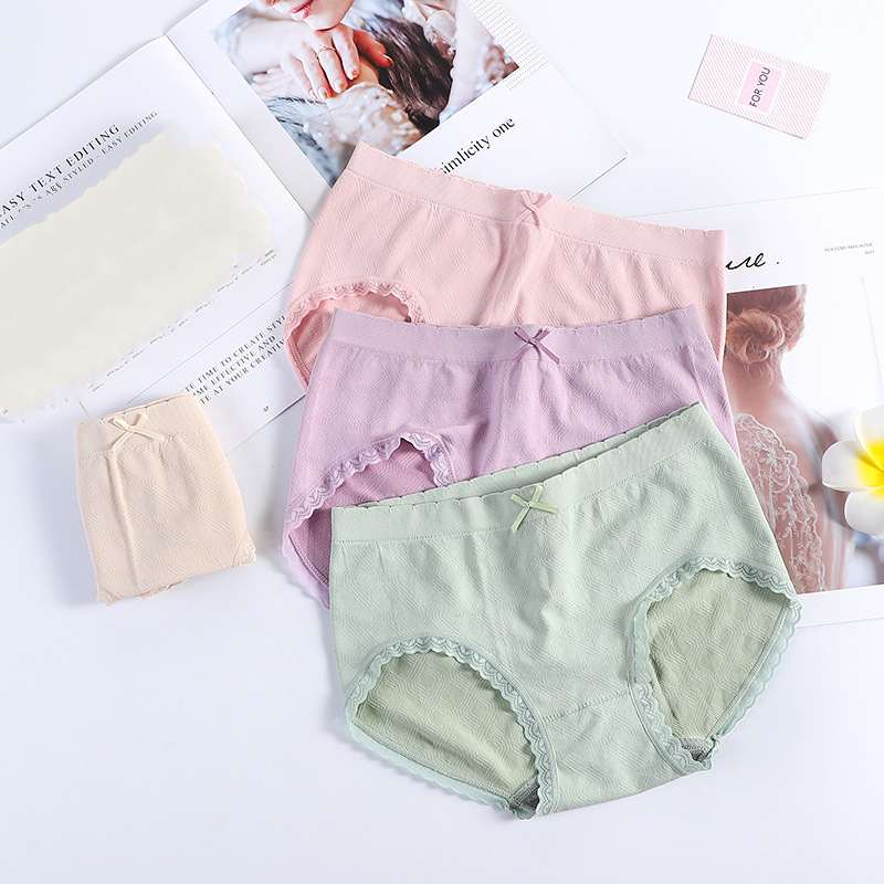 Jade Box Graphene 3.0 Underwear Women's Seamless Comfortable Simple Bow Girl Mid-waist Briefs Wholesale