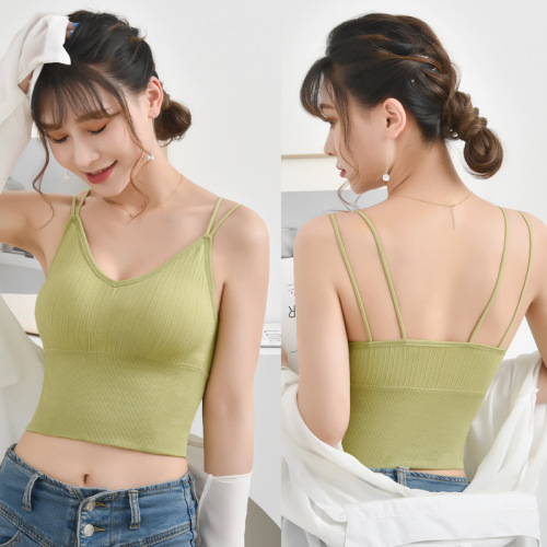 Internet celebrity 2.0 Kaka's same style beautiful back underwear without steel rims seamless chest-wrapping bottoming anti-exposure vest for girls