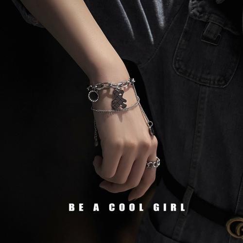 Bear bracelet for women in summer, non-fading design, forest style decorative bracelet, ins niche design, smiley face bracelet