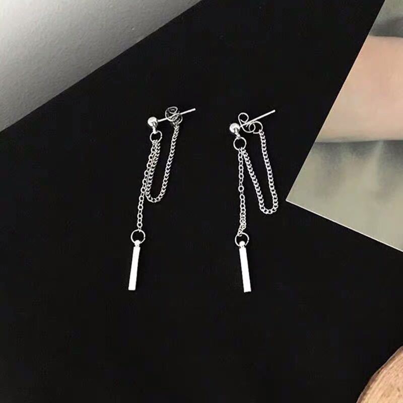 Korean personality trend cool style Internet celebrity earrings women's chain tassel earrings temperament punk trendy earrings earrings