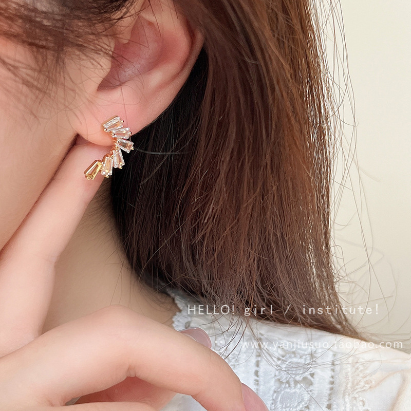 Exquisite zircon earrings for women, summer earrings, niche design earrings, new trendy light luxury high-end accessories