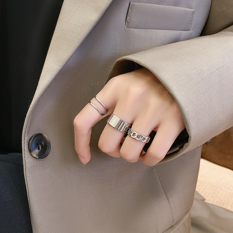 Ring female personality hip-hop punk open adjustable index finger knuckle ring cool style niche ins retro ring