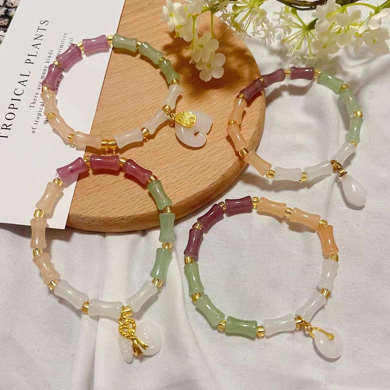 New Chinese-style colorful bamboo bracelets for women, rising trends in the country, bracelets for couples, students, gifts for besties, hand jewelry