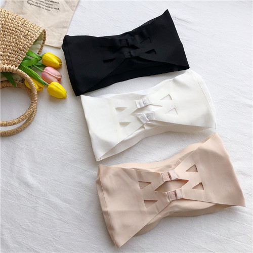 Cross-border one-line waist strapless tube top seamless ice silk beautiful back wrapped breast women's anti-exposure invisible breasted underwear