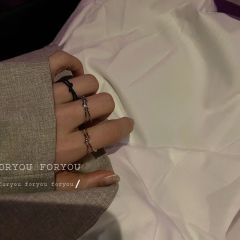 Black ring ins cool style niche design light luxury Japanese and Korean knotted ring opening adjustable tail ring