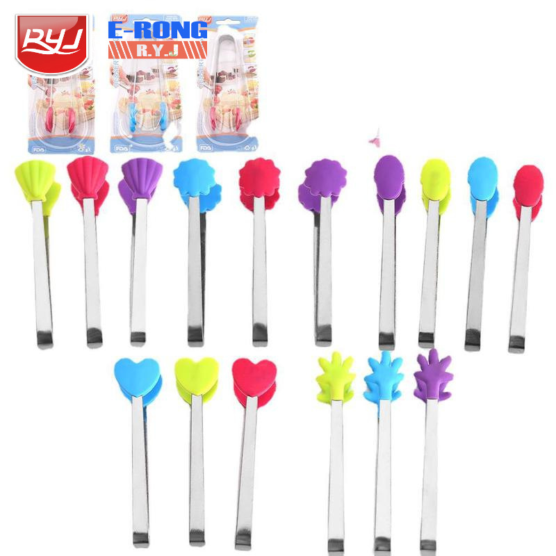 Small palm silicone clip heart-shaped flower-shaped shell-shaped ice clip stainless steel mini food clip food clip sugar clip