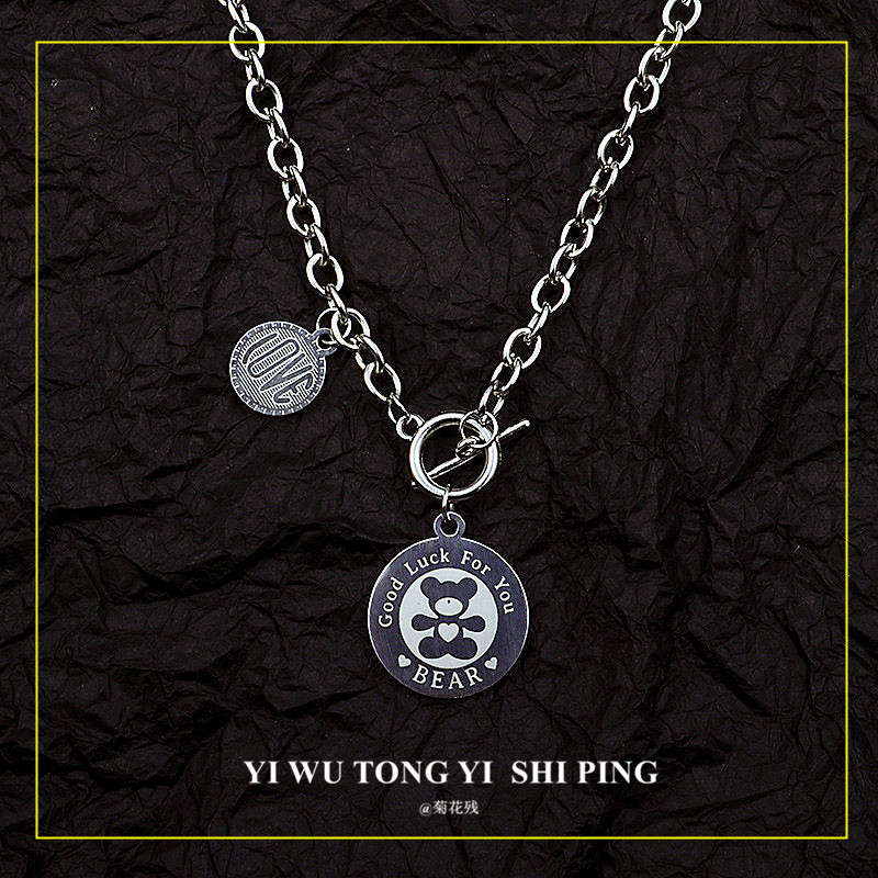 Titanium steel non-fading chain necklace for women ins internet celebrity sweet and cool clavicle chain for boys versatile double layer decoration hip hop trend