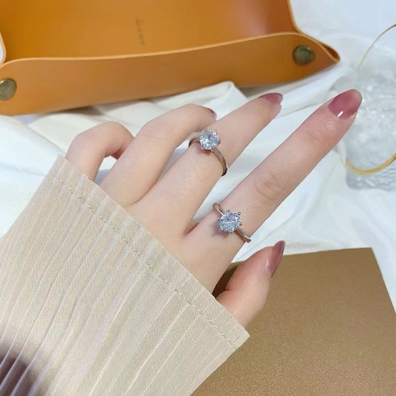 Fashionable anti-authentic diamond ring ins trendy internet celebrity versatile open ring female Chinese Valentine's Day gift for couples