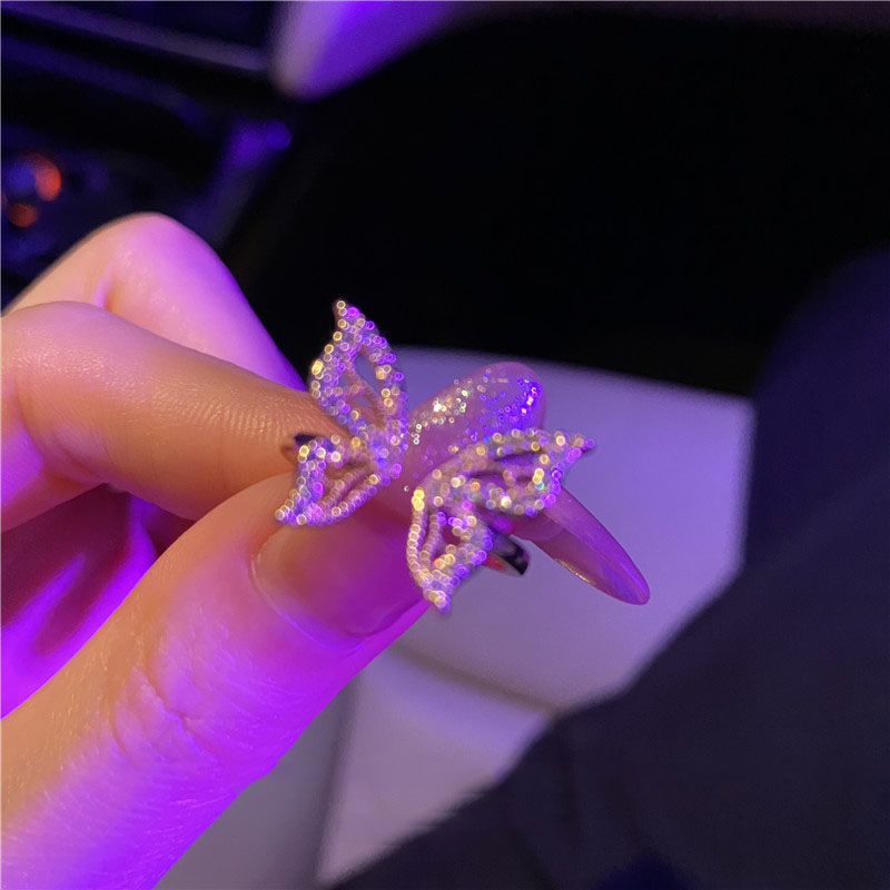 Fashionable and designed open butterfly ring for women, gentle ins fashion and personalized design index finger ring