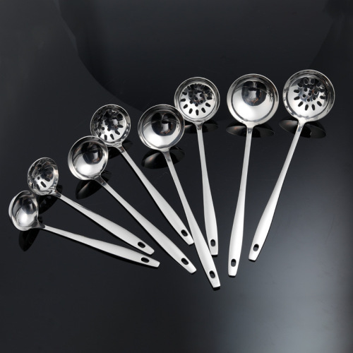 Non-magnetic stainless steel extended handle restaurant hotel hot pot soup shell soup drain cooking soup drain spoon laser logo