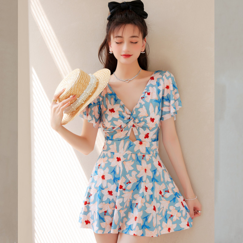 2024 Fairy Swimsuit for Women with Full Square Angle, Conservative and Slim Covering Korean Code, Conservative and Slim Hot Spring Swimsuit for Women