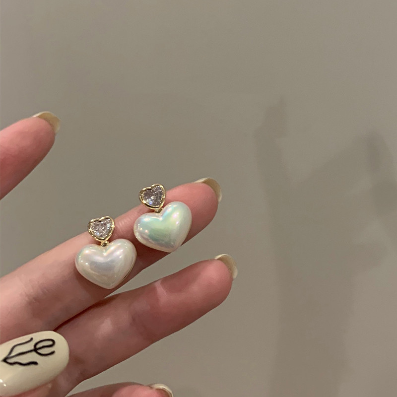 Love Pearl Earrings Zirconia Niche Versatile Earrings for Women Daily Earrings for Women