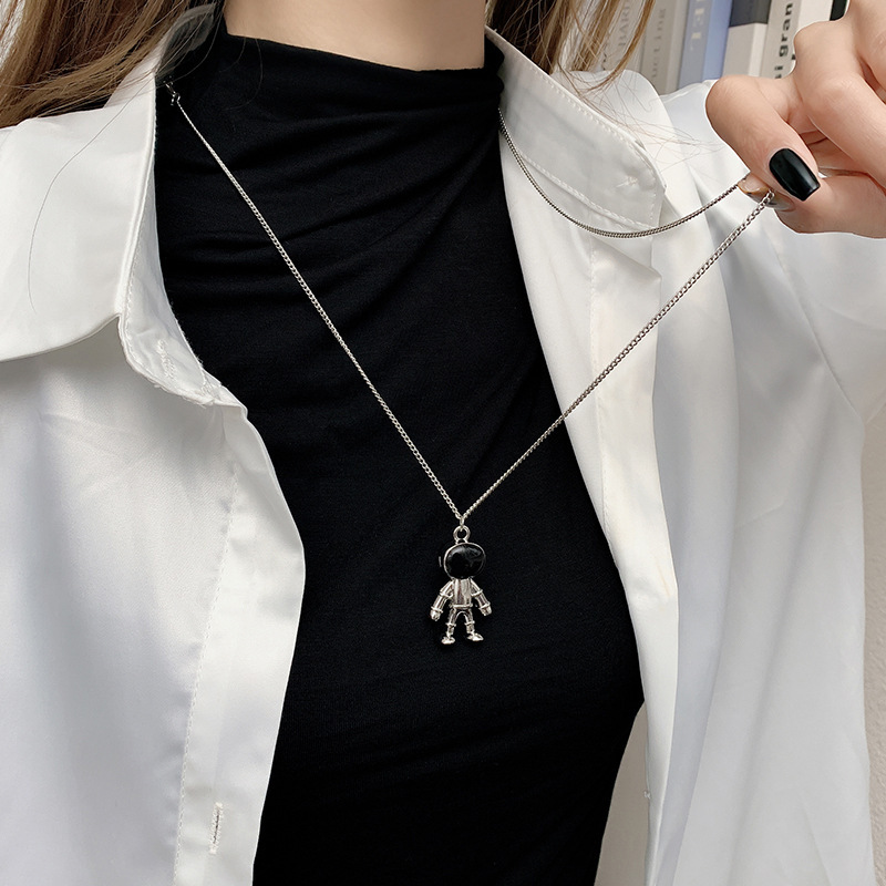 Necklace men's trendy sweatshirt hanging chain accessories clothes decoration astronaut hip hop astronaut couple ins sweater chain women