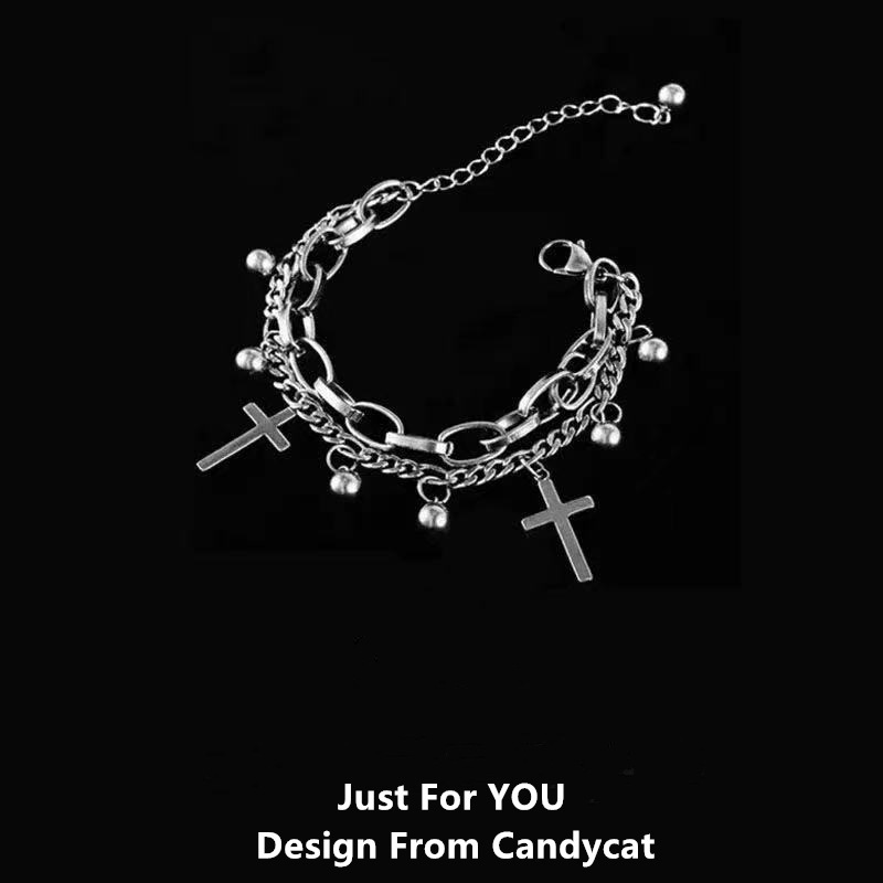 Cross Bracelet Female Bestie Couple Friendship Bracelet Three Persons Jewelry Male and Female Personalized Student Korean Bracelet