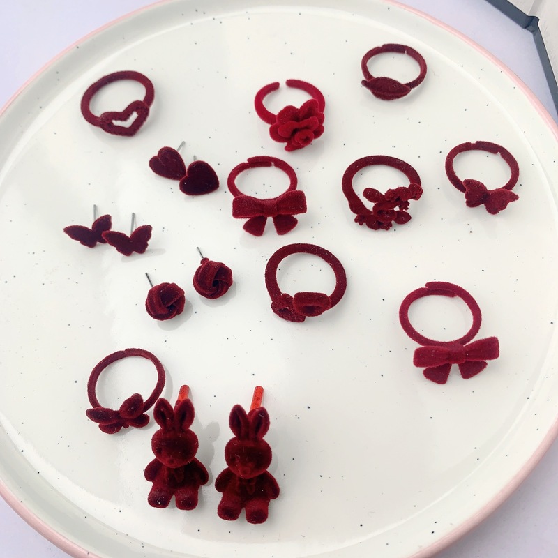2013 autumn and winter retro bow flocking ring trendy girl cute sweet food ring niche fashion simple ring