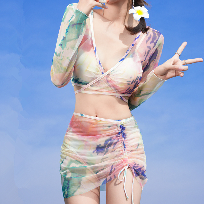 Women's Swimsuit 2024 New Internet Celebrity Style Pure Desire Sexy Slim Bikini Three-piece Summer Fairy Beach Vacation