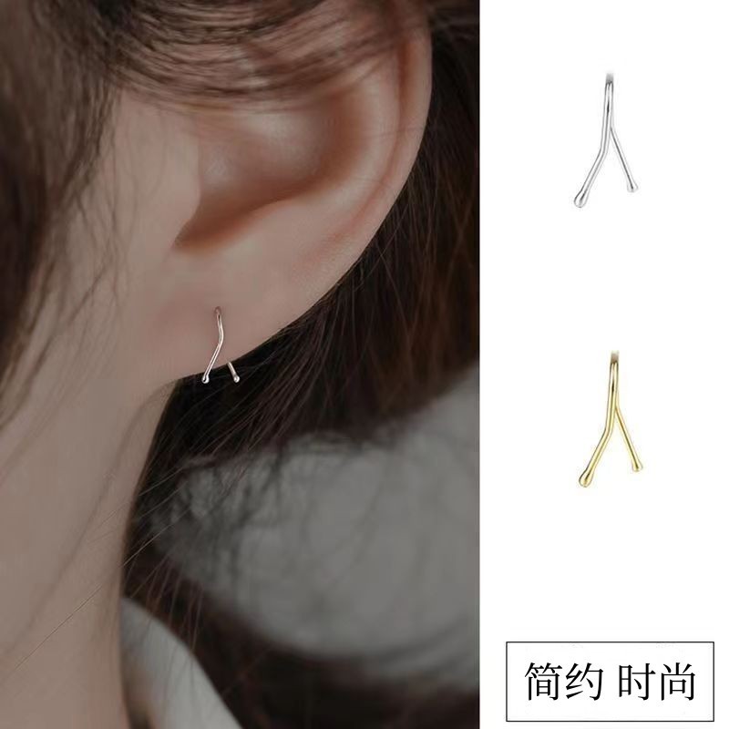 Simple line earrings for women ins niche design earrings Korean style new trendy fashionable versatile daily earrings
