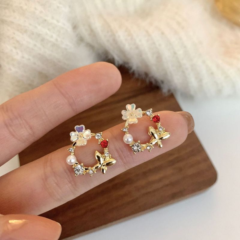 S925 silver needle light luxury small fresh flower earrings niche female super fairy temperament internet celebrity same style earrings