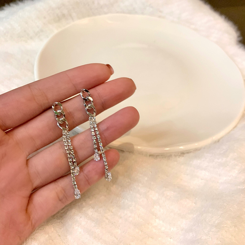 Korean new temperament super long chain tassel earrings women's long simple earrings internet celebrity earrings earrings trendy