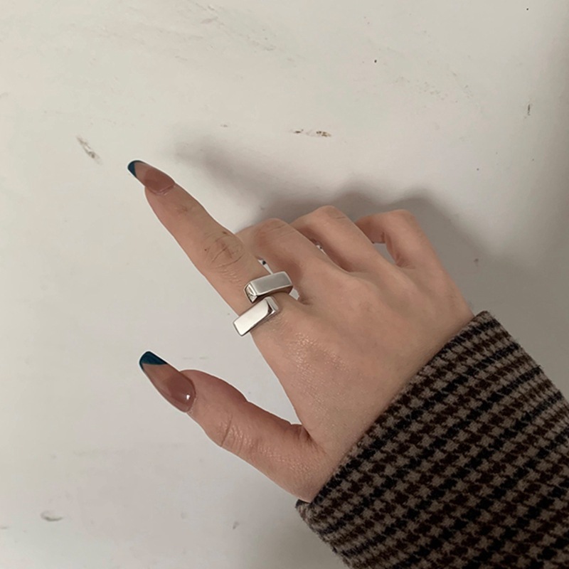 Korean style fashion ring for women trendy ins cold style retro texture cross index finger ring open ring