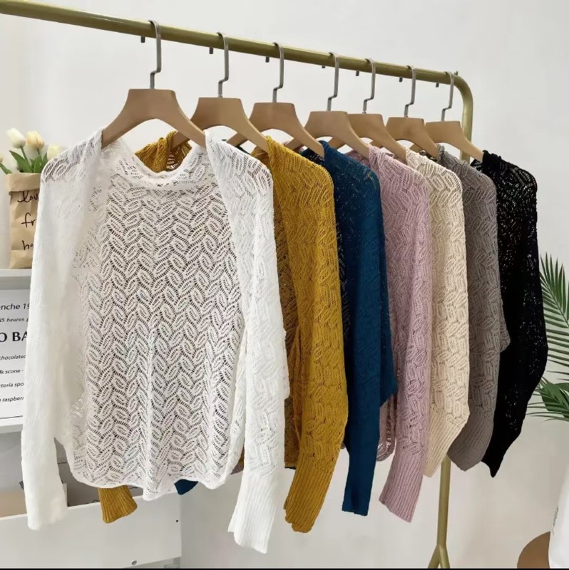 Hollow knitted cotton shawl for autumn, sun protection, wearable sleeves, shoulder and skirt scarf for women, spring and autumn cervical vertebra protection