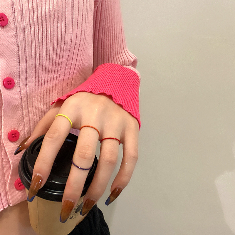Colorful ring ring for women, niche design, ins trend, cool style, fashionable personality, light luxury food ring