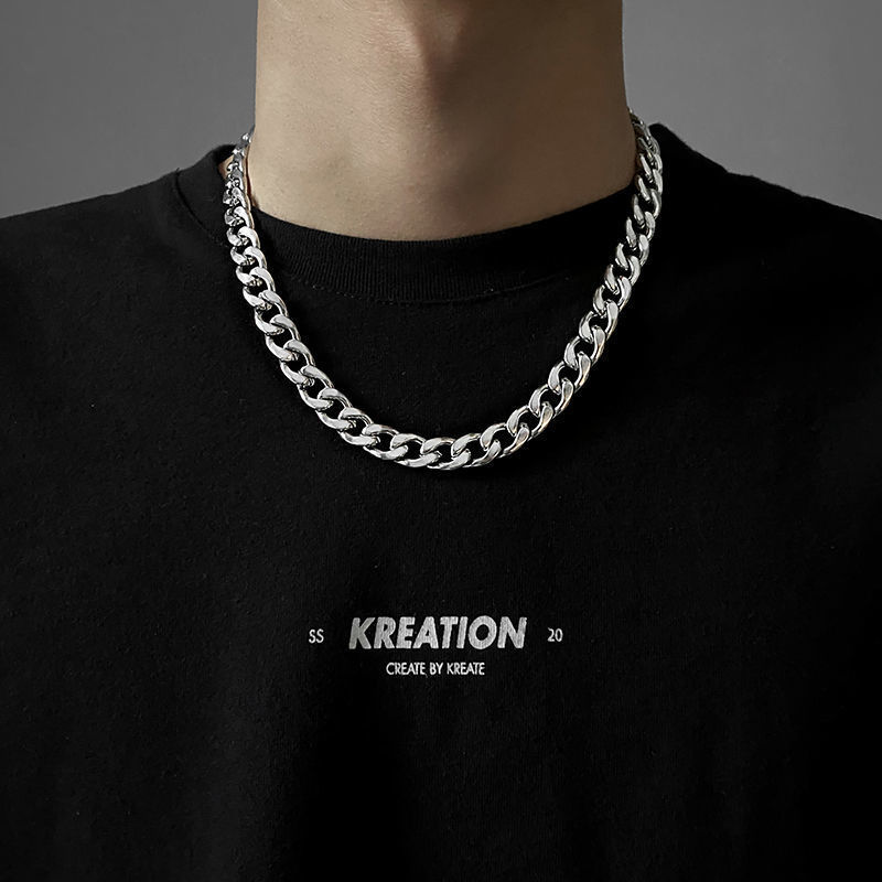 Thick chain Cuban chain necklace women and men trendy ins European and American street hip-hop sweatshirt chain accessories