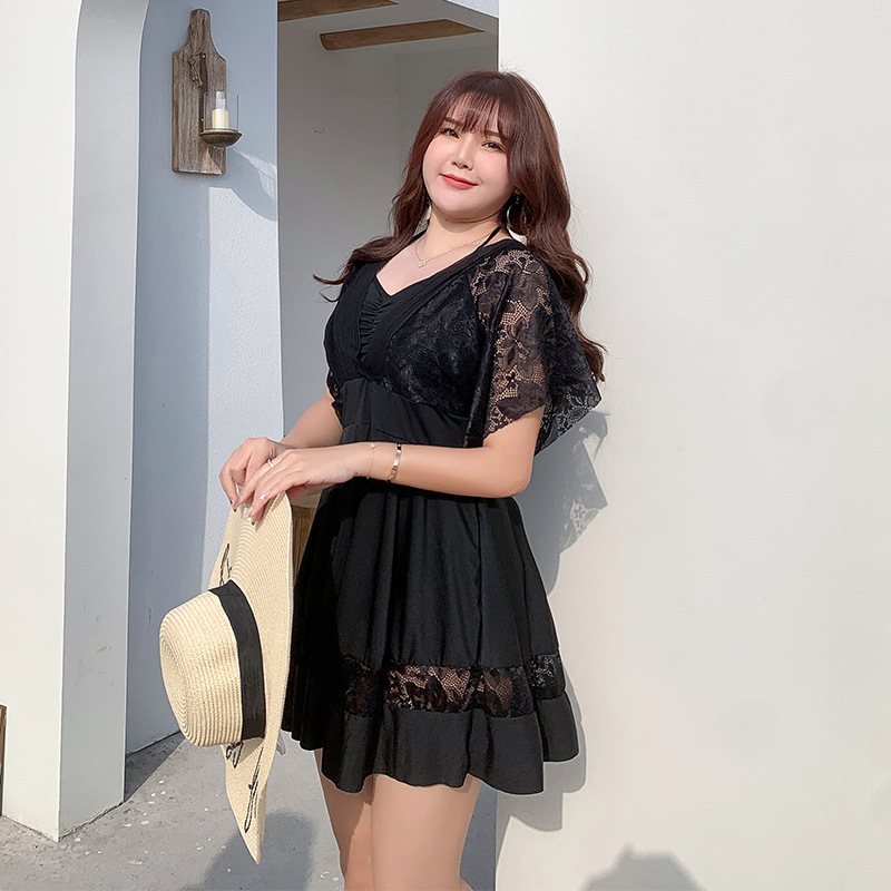 2024 New Swimsuit Women's Split Conservative Slim Belly Covering Fat Girl Fat MM Korean Version Sexy Lace Spa Swimsuit