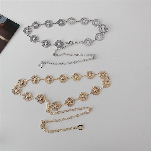 New waist chain for women with dress decoration thin belt retro chain ancient silver simple and versatile European and American fashion
