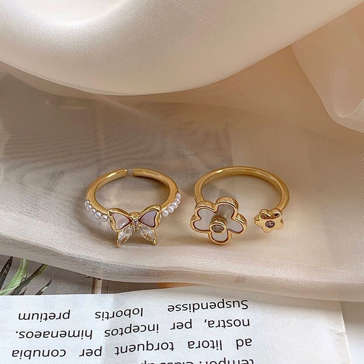 New oil dripping zircon butterfly ring for women niche high-end design versatile flower personalized fashion ring
