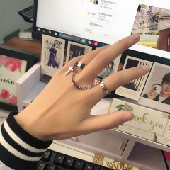 Korean ins Internet celebrity disco chain cross combination ring female punk hip-hop one-piece ring male fashion