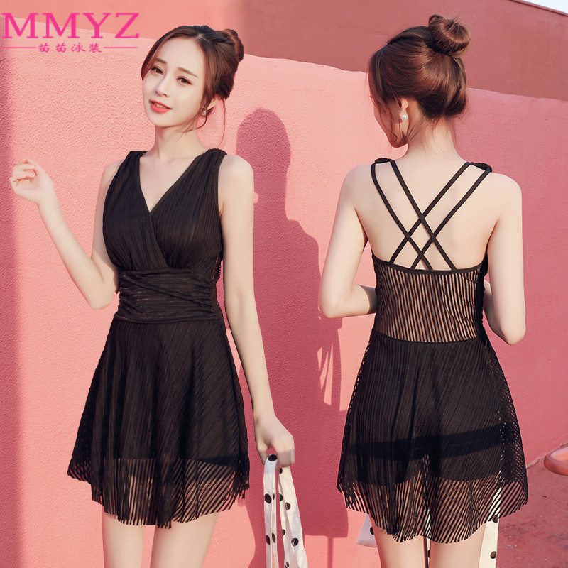 Swimsuit for women summer 2024 new one-piece skirt style sexy Korean belly-covering slimming conservative high-end hot spring swimsuit