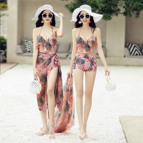 Swimsuit for women 2024 new bikini three-piece sexy and conservative belly-covering slimming split fairy style hot spring women