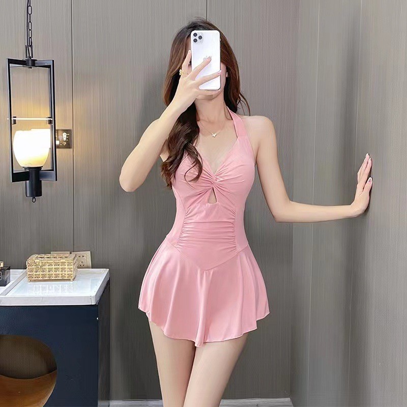 Summer new sexy slim fit belly-covering swimsuit for women one-piece boxer skirt style hot spring small fresh swimsuit