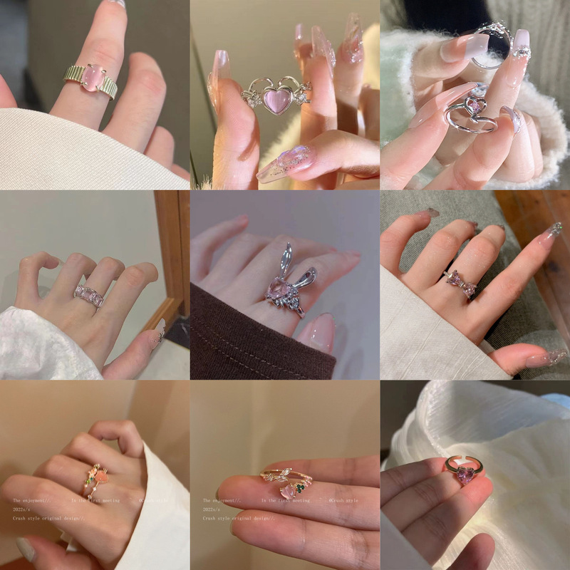 Sweet and cute temperament, versatile open ring for women, light luxury niche design index finger ring, personalized simple ring
