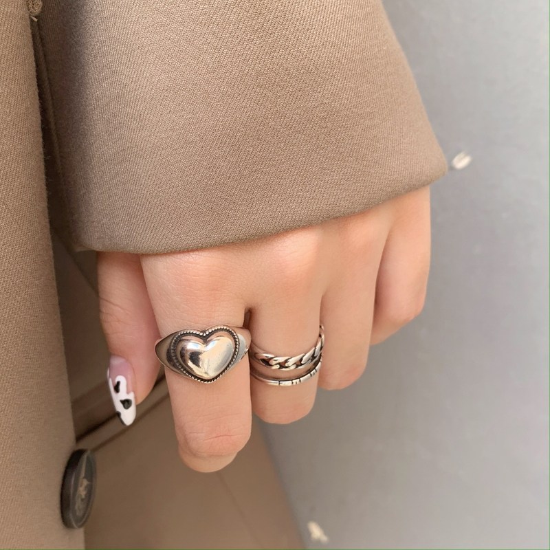Chain ring for women ins cool internet celebrity retro cold style opening adjustable love index finger fashion personality man