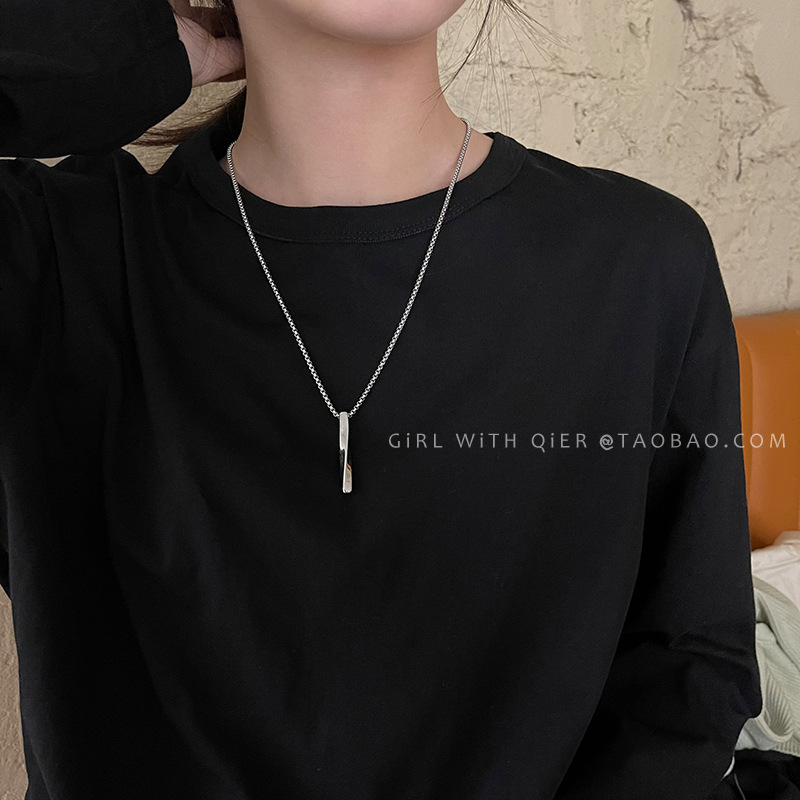Spiral long stick necklace for women ins simple personality versatile cold style hip hop new pendant accessories for men