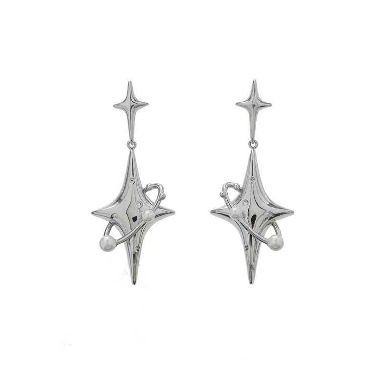 Star Series Starburst Diamond Earrings Women's Niche Design High-End Earrings Unisex Silver Needle New Unisex Earrings