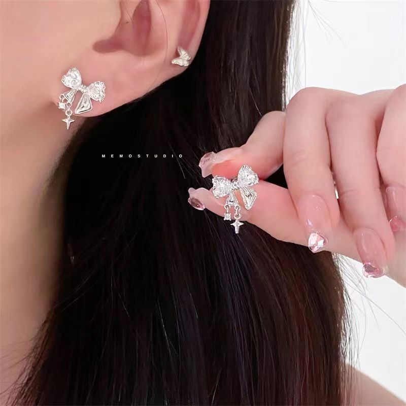 Super flash!  bulingbuilng shiny butterfly earrings for women, sweet, fresh and versatile earrings, forest style earrings