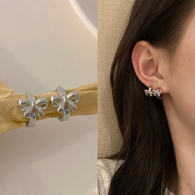Summer style sweet and cool bow earrings new trendy simple small temperament earrings women's earrings