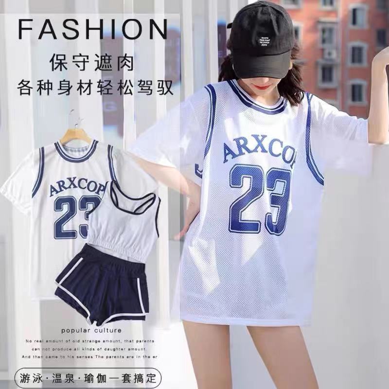 Women's summer swimsuit belly-covering split swimsuit women's short-sleeved belly-covering slimming conservative Korean ins student college style swimsuit