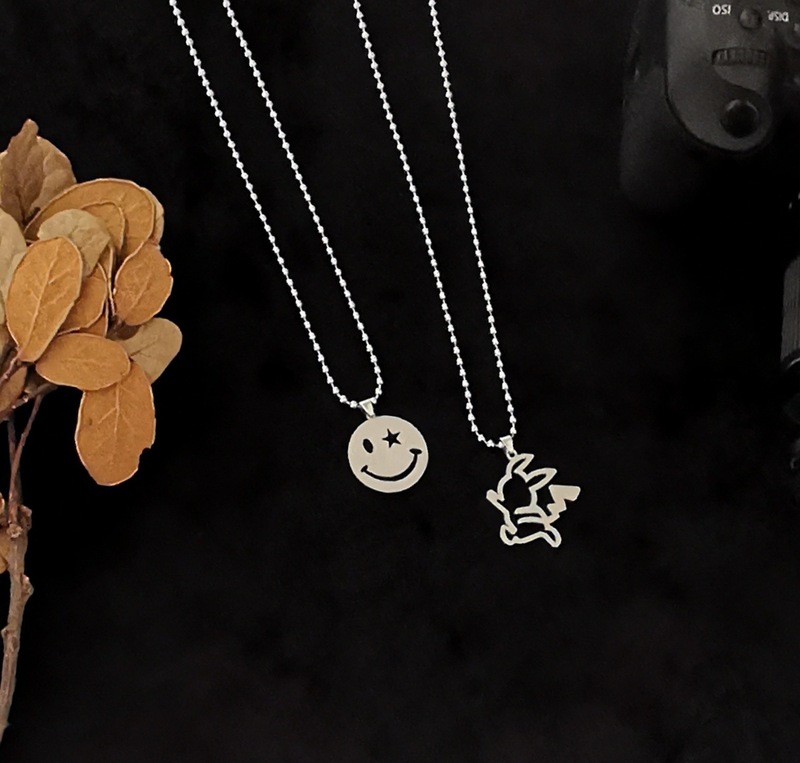 Ins style cartoon cute stainless steel punk cartoon cool necklace cute couple pendant hip hop