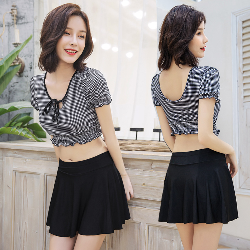 Women's swimsuit ins style slimming split two-piece boxer skirt style hot spring small fresh and cute Japanese student swimsuit
