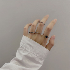 Cold style four-piece open joint ring combination, simple black series, personalized oil-dropping ring boudoir