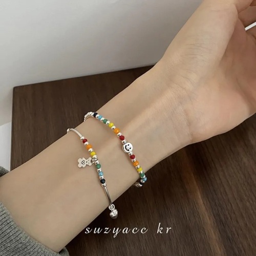 Korean rainbow smiley bear love beaded bracelet new year ins niche design beaded hand jewelry for women