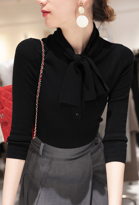 New Fansami fashionable return, one-collar two-wear CHIC woolen sweater, sweater for women, slim-fitting bottoming shirt